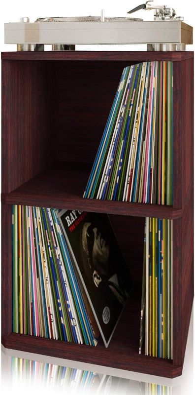 Photo 1 of (NON-REFUNDABLE) Way Basics Vintage Vinyl Record Cube 2-Shelf Storage, Organizer - Fits 170 LP Album