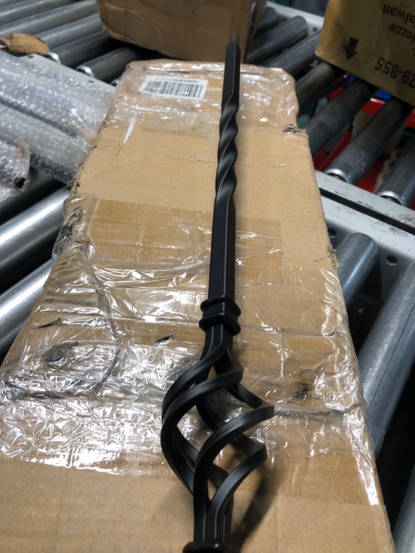 Photo 1 of Aotree Iron Balusters - Wrought Iron Stair Balusters - Hollow Single Basket Metal Spindles - 44" X 1/2" - Box of 10 (Satin Black) Single Basket 10 pcs Single Basket 9 pcs