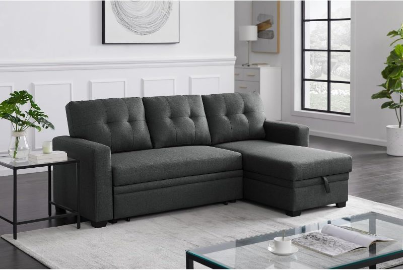 Photo 1 of (NON-REFUNDABLE) Devion Furniture Contemporary Reversible Sectional Sleeper Sectional Sofa PART Light Gray (BOX 3 OF 3) 