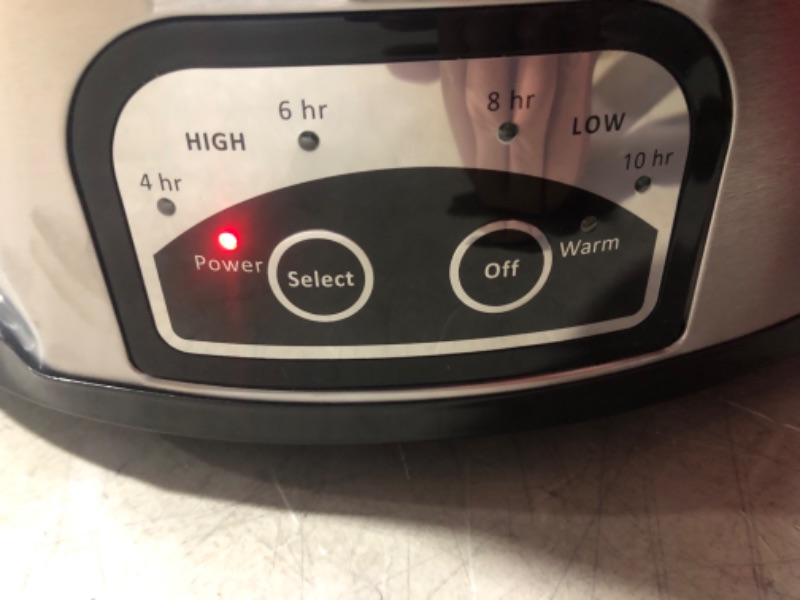 Photo 1 of ***DAMAGED - DENTED - POWERS ON - UNABLE TO TEST FURTHER***
Crockpot 6 Quart Slow Cooker with Auto Warm Setting and Programmable Controls, Stainless Steel