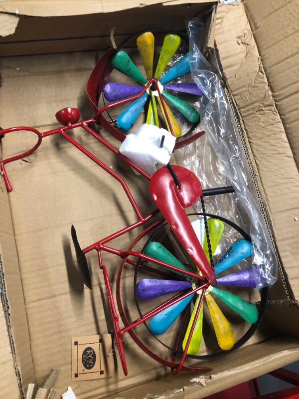 Photo 3 of **NON-REFUNDABLE**NO RETURNS**PARTS ONLY*** READ**
****BY BIDDING ON THIS ITEM, YOU UNDERSTAND THAT THIS SALE IS FINAL AND ITEM CANNOT BE RETURNED***

Red Carpet Studios 34479 Garden Wheels Spinner Stake, Rainbow Bike, 51 x 20 x 5 Inch Colorful Bicycle