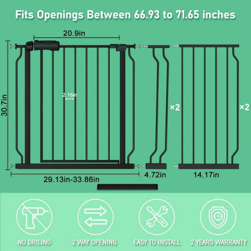 Photo 3 of ALLAIBB Extra Wide Pressure Mounted Baby Gate Walk Through Child Kids Safety Toddler Tension White Long Large Pet Dog Gates