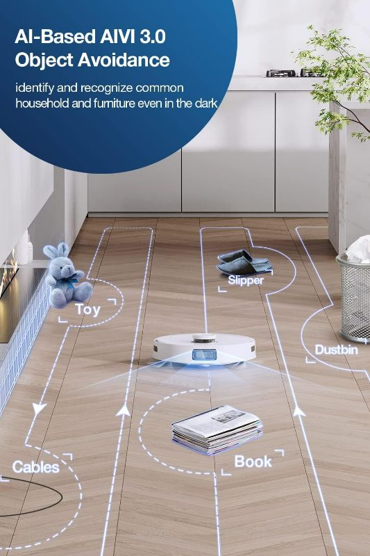 Photo 4 of (NON-REFUNDABLE) ECOVACS DEEBOT T10 OMNI Robot Vacuum and Mop Combo, Auto Self-Emptying, Auto Mop Cleaning, Hot Air Drying, 5000Pa Suction, OZMO TURBO Deep Mopping with Precision Mapping and Obstacle Avoidance, White