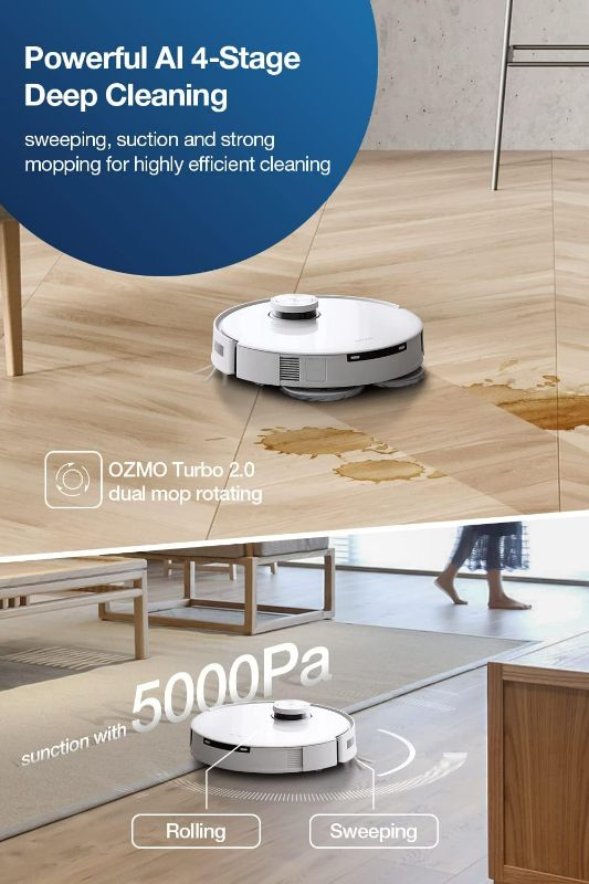 Photo 10 of (NON-REFUNDABLE) ECOVACS DEEBOT T10 OMNI Robot Vacuum and Mop Combo, Auto Self-Emptying, Auto Mop Cleaning, Hot Air Drying, 5000Pa Suction, OZMO TURBO Deep Mopping with Precision Mapping and Obstacle Avoidance, White