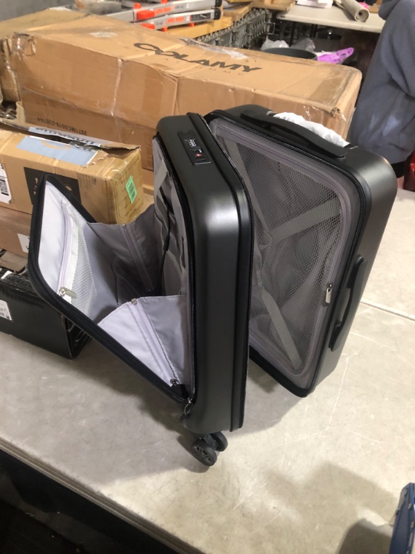 Photo 5 of ***USED - COLOR IS SLIGHTLY DIFFERENT - SEE PICTURES***
LUGGEX Carry on Luggage 22x14x9 Airline Approved, PC Hard Shell Suitcase with Front Pocket, Expandable Luggage with USB Port (Black, 20 Inch, 36.7L)