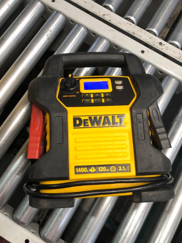 Photo 3 of DEWALT DXAEJ14-Type2 Digital Portable Power Station Jump Starter - 1600 Peak Amps with 120 PSI Compressor, AC Charging Cube, 15W USB-A and 25W USB-C Power for Electronic Devices 1600 Amps