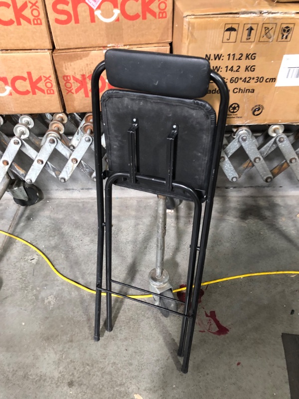 Photo 2 of ***USED - DIRTY - SCRATCHED - SEE PICTURES***
Thyle Folding Bar Stool with Backrest, Leather Padded Counter Height Foldable Stool, Portable Folding Stool Tall Bar Stools 