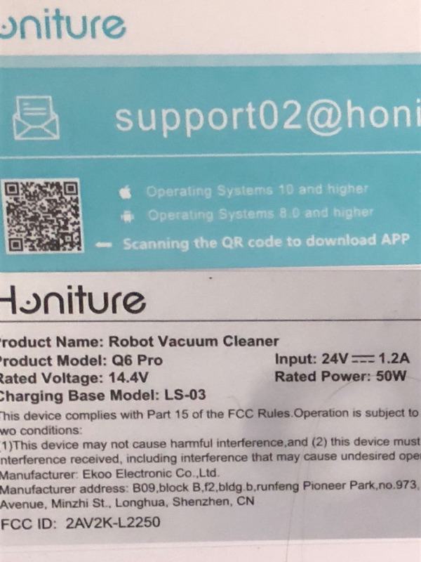 Photo 1 of (see all images) HONITURE Robot Vacuum and Mop Combo, 4000pa Strong Suction, G20 Robot Vacuum Cleaner 