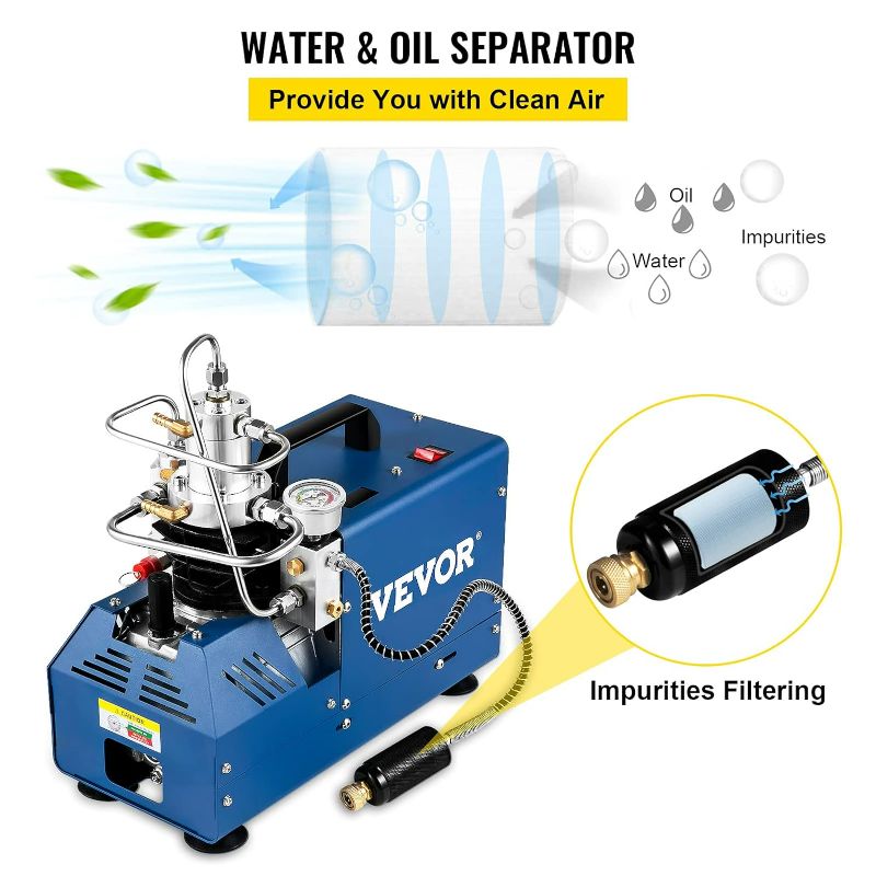 Photo 4 of (NON-REFUNDABLE) VEVOR High Pressure Compressor, 4500PSI/30MPA/300BAR High Pressure Air Compressor, 1800W 110V Manual Stop Air Rifle Compressor Suitable for Paintball Air Rifle, PCP Rifle, Air Pistol, Diving Bottle