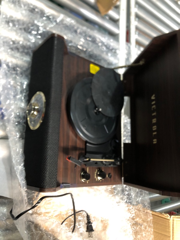 Photo 5 of Victrola's 4-in-1 Highland Bluetooth Record Player with 3-Speed Turntable with FM Radio, Espresso (VTA-330B-ESP)