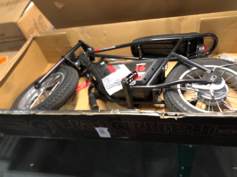 Photo 4 of [NONREFUNDABLE, FOR PARTS/READ NOTES]
Razor Rambler 16 – 36V Electric Minibike with Retro Style, Up to 15.5 MPH, Up to 11.5 Miles Range, Wide, Rugged 16" Air-Filled Tires, Powerful 350 Watt Hub-Driven Motor Black Minibike