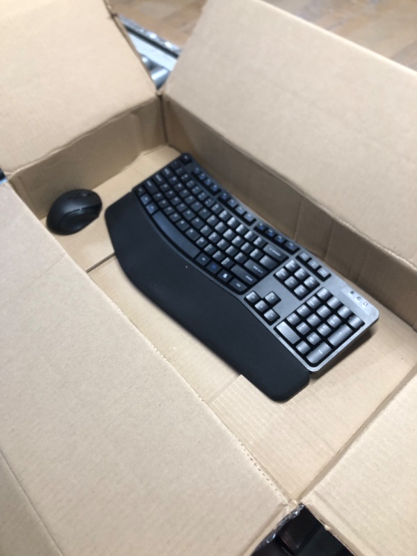 Photo 3 of **missing wireless receiver** Amazon Basics Ergonomic Wireless Keyboard Mouse Combo - QWERTY - Black