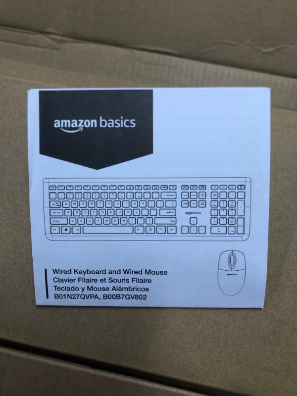 Photo 4 of Amazon Basics USB Wired Computer Keyboard (QWERTY) and Mouse Bundle Pack, black
