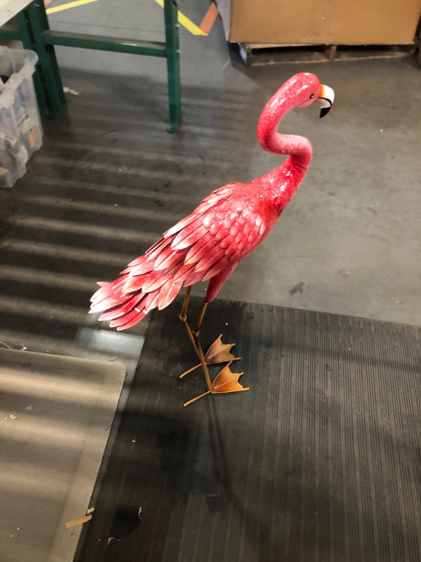 Photo 1 of Kircust Flamingo Garden Statues and Sculptures, Metal Birds Yard Art Outdoor Statue, Large Pink Flamingo Lawn Ornaments (2-Pack)