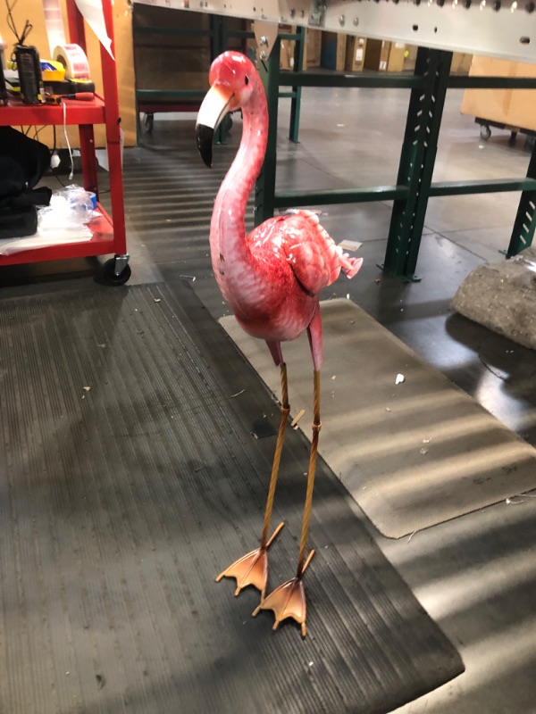Photo 1 of Kircust Flamingo Garden Statues and Sculptures, Metal Birds Yard Art Outdoor Statue, Large Pink Flamingo Lawn Ornaments (2-Pack)