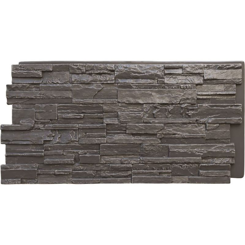 Photo 1 of Ekena Millwork 48 5/8"W x 24 3/4"H x 1 1/4"D Cascade Stacked Stone, StoneWall Faux Stone Siding Panel, Slate Gray