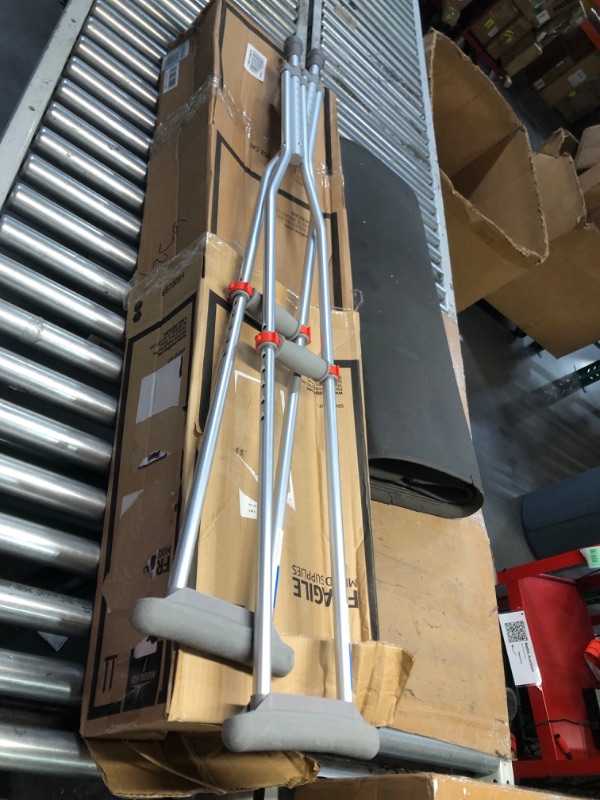 Photo 2 of Medline Lightweight Aluminum Red Dot Crutches, for Patients 5’10”–6’6” Tall, Walking Aid for Adults & Seniors with 300 lbs. Weight Capacity
