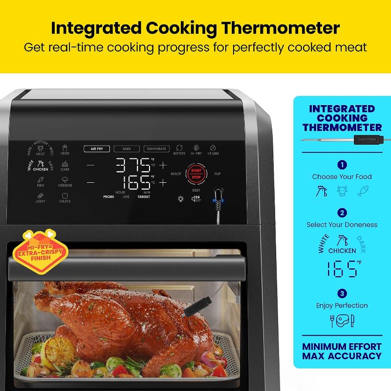 Photo 6 of (READ FULL POST) CHEFMAN ExacTemp™ 12 Quart 5-in-1 Air Fryer with Integrated Smart Cooking Thermometer, Black