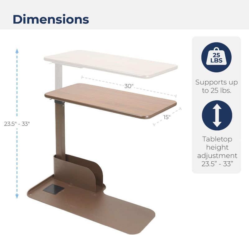 Photo 5 of (READ FULL POST) Drive Medical 13085RN Right Side Seat Lift Chair Overbed Table, Walnut
