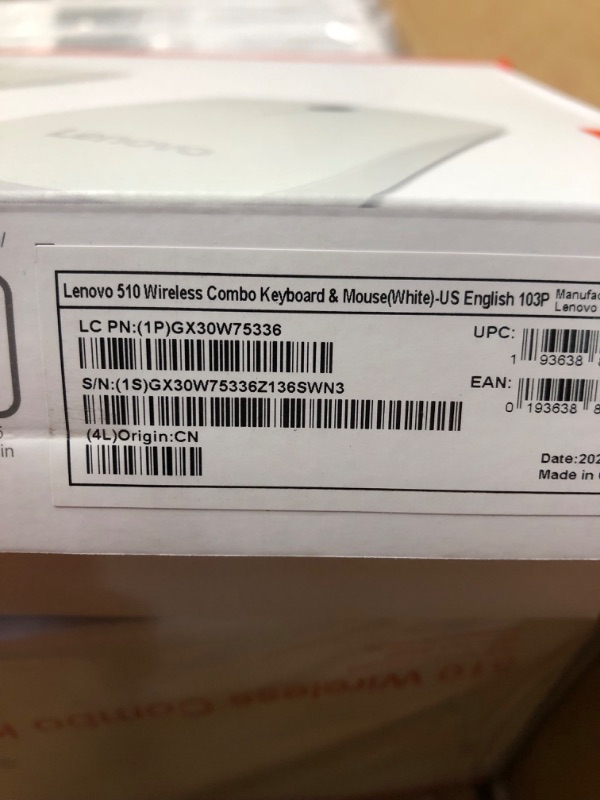 Photo 4 of **missing receiver** Lenovo 510 Wireless Combo with 2.4 GHz USB Receiver, Slim Full Size Keyboard, Full Number Pad, 1200 DPI Optical Mouse, Left or Right Hand