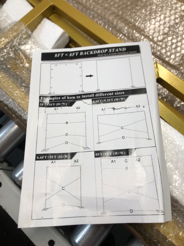 Photo 3 of Fomcet 8FT x 8FT Backdrop Stand Heavy Duty with Base, Gold Portable Adjustable Pipe and Drape Backdrop Stand Kit