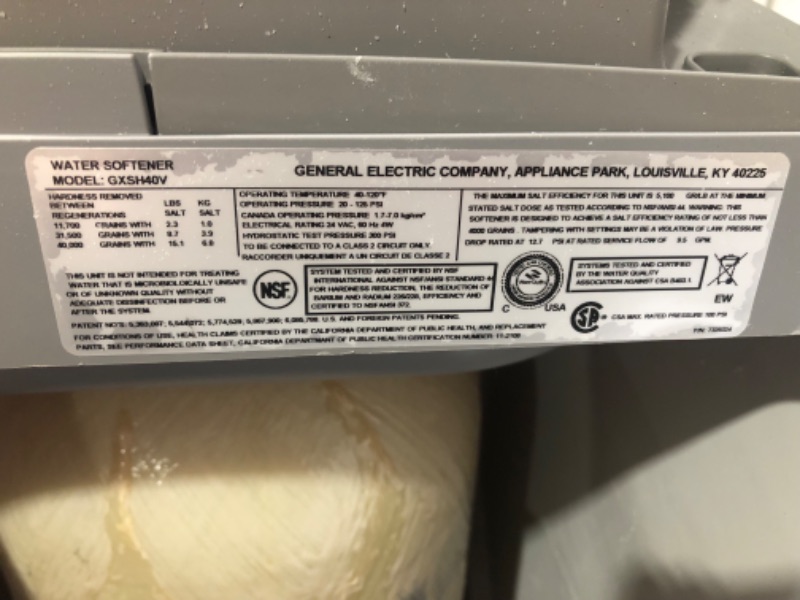 Photo 11 of ***DAMAGED - MISSING PARTS - UNTESTED - NO PACKAGING - SEE COMMENTS***
GE Water Softener System | 40,000 Grain | Reduce Hard Mineral Levels at Water Source | Reduce Salt Consumption | Improve Water Quality for Drinking, Laundry, Dishwashing & More | GXSH4