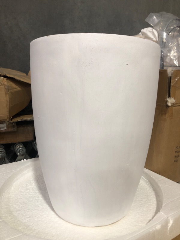 Photo 6 of (minor damage)(see all images) Kante 18.1" 20.4" 22.4" H Round Concrete Modern Tall Planters Set of 3 White