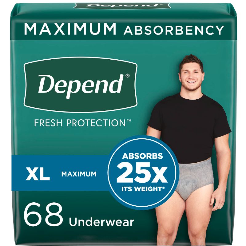 Photo 1 of 34 COUNT Depend Fresh Protection Adult Incontinence Underwear for Men - X-Large (34 Count)