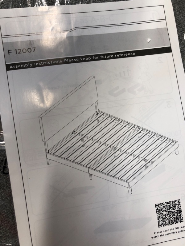 Photo 4 of (NON-REFUNDABLE) Novilla Queen Size Platform Bed Frame with Adjustable Headboard Upholstered Bed Frame Queen No Box Spring Needed, Noise Free, Easy Assembly, Grey
