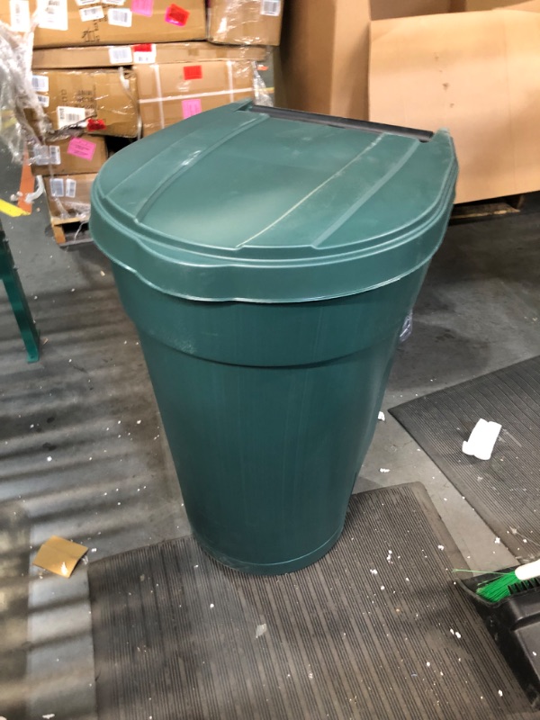 Photo 1 of Mighty Tuff 50-Gallon Wheeled Trash Barrel - Large Outdoor Trash Can with Lid - Versatile, Durable and Convenient for Indoor or Outdoor Trash Bin
