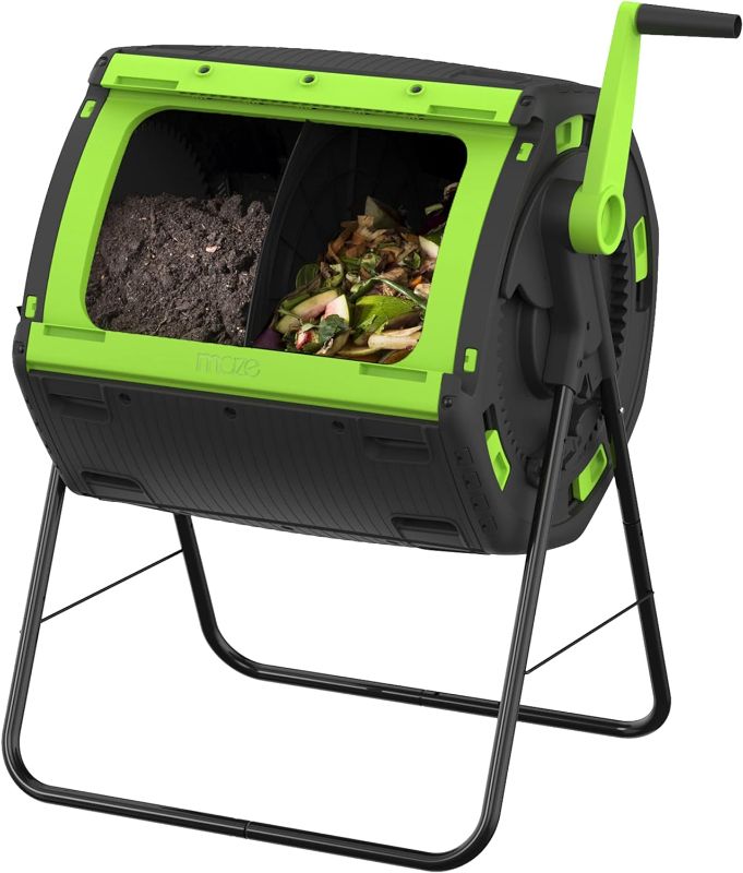 Photo 1 of **ONLY BOX 1 OF 2** 48 Gallon Geared Two Compartment Compost Tumbler
