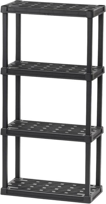 Photo 1 of ***USED - LIKELY MISSING PARTS - UNABLE TO VERIFY FUNCTIONALITY***
IRIS USA 4-Tier Shelving Unit, 48" Fixed Height, Medium Storage Organizer for Home, Garage, Basement, Shed and Laundry Room, 24"W x 12"D x 48"H, Made with Recycled Materials, Black