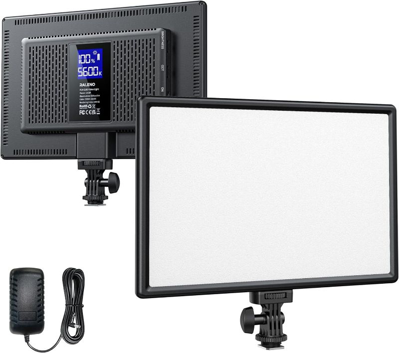 Photo 1 of RALENO 19.5W LED Video Soft Light, 650Lux Studio Light Built-in 2 * 4000mAh Rechargeable Batteries, Camera Panel Light with CRI>95 3200-5600K, for YouTube Zoom Photography Video Recording Conference
