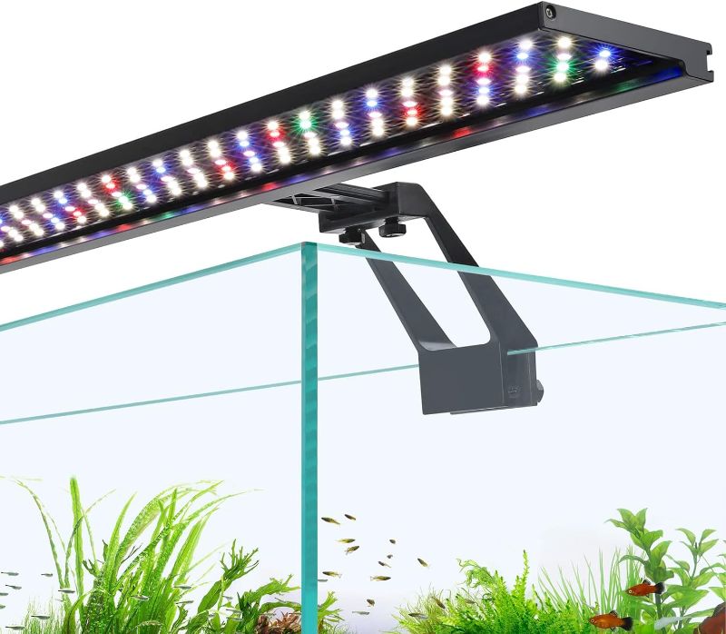 Photo 1 of hygger Clip On Full Spectrum Aquarium LED Light, 18W Day-Night Dual Timer Sunrise-Day-Sunset-Moon Fish Tank Light, Adjustable Timer Brightness with 9 Colors for Planted Tank