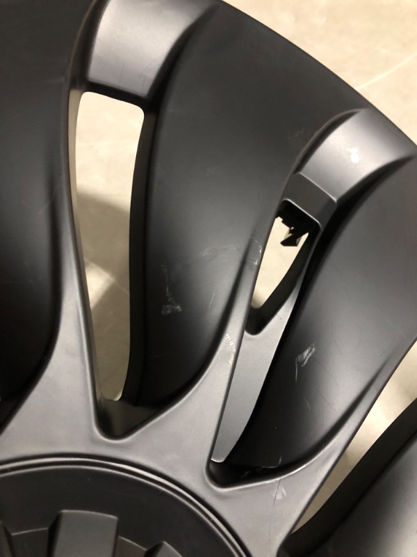 Photo 4 of ***DAMAGED - SCRATCHED AND SCRAPED - SEE PICTURES***
KAVANIC Fits Tesla Model Y Wheel Cover Hubcap 19 Inch Matte Black Support Logo Symmetry Design (4 PCS) Uberturbine Style 2020-2023 Model Y Gemini Wheel Cover Replacement Uberturbine Style Matt Black