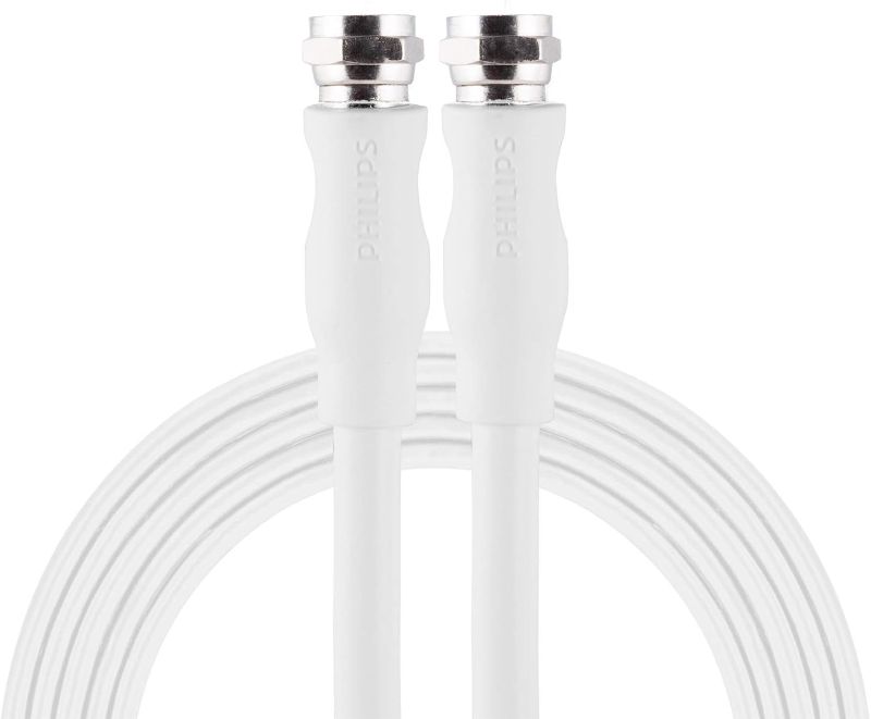 Photo 1 of Philips RG6 Dual Shield Coaxial Cable, 25 ft. Ideal for TV Antenna DVR VCR Satellite Cable, F-Type Connectors, 3Ghz Digital, White, SWV2175H/37