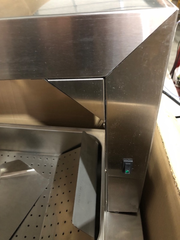 Photo 4 of ***DIDNT FIND SCREWS TO CONNECT TOP TO BASE*** 
PYY French Fry Warmer Commercial Food Heat Lamp/Food Warmer Light,Free-Standing Warming Dump Station Countertop Fries Food Warmer for Chips Churros Buffet Kitchen Restaurants 1000W (Silver)