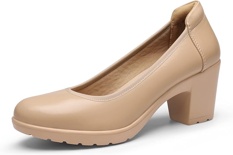 Photo 1 of DREAM PAIRS Women's Chunky Closed Toe Low Block Heels Work Pumps Comfortable Round Toe Dress Wedding Shoes