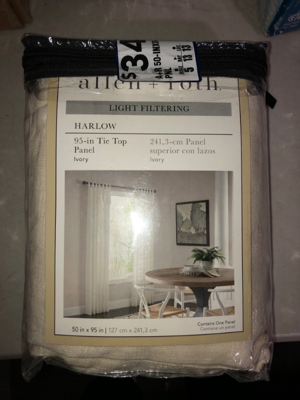 Photo 2 of (READ FULL POST) allen + roth 95-in Ivory Light Filtering Tie Top Single Curtain Panel
