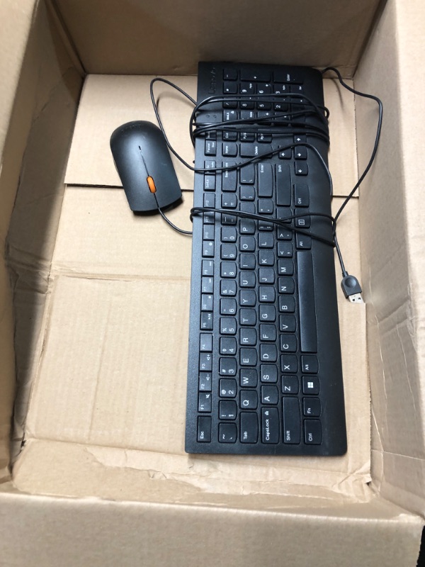 Photo 2 of Lenovo 300 USB Combo, Full-Size Wired Keyboard & Mouse, Ergonomic, Left or Right Hand Mouse, Optical Mouse, GX30M39606, Black & GX30M39704 300 - Mouse - Right and Left-Handed - Wired - USB