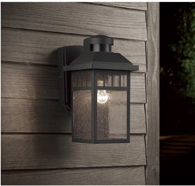 Photo 1 of (NON-REFUNDABLE) allen + roth 1-Light 11.5-in H Black Motion Sensor Dusk to Dawn Incandescent Outdoor Wall Light
