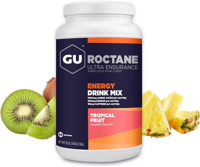 Photo 1 of ** non refundable**GU Energy Roctane Ultra Endurance Energy Drink Mix, Vegan, Gluten-Free, Kosher, 35mg of Caffeine, and Dairy-Free n-the-Go Energy for Any Workout, 3.44-Pound Jar, Tropical Fruit