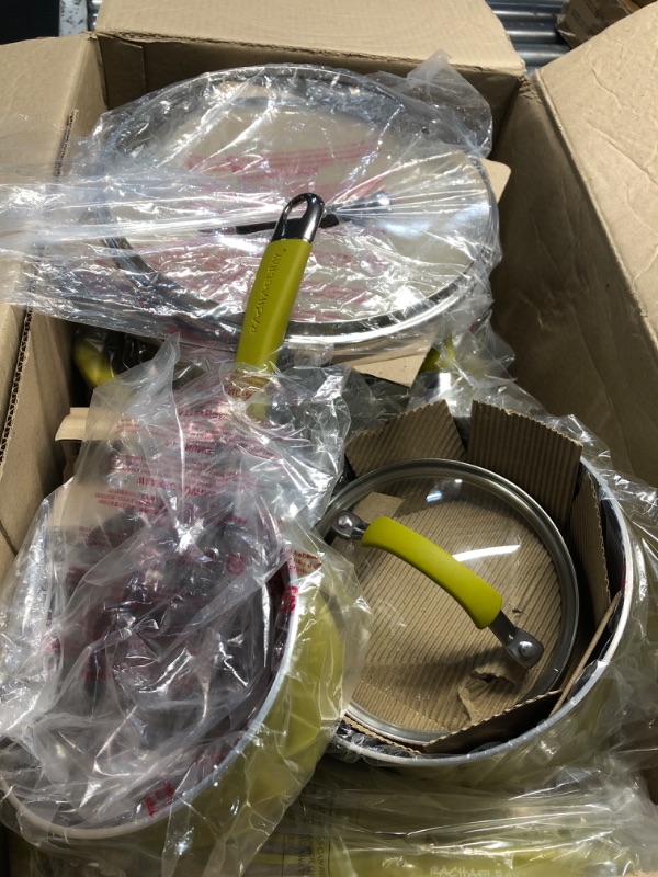 Photo 1 of Rachael Ray Cucina Nonstick Cookware Pots and Pans Set, Lemongrass Green Lemongrass Green Cookware Set