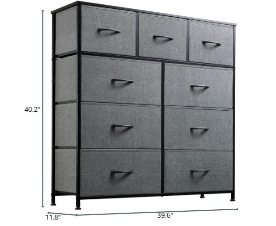 Photo 3 of (NON-REFUNDABLE) YITAHOME Dresser for Bedroom with 9 Drawers - Fabric Storage Tower, Tall Chest Organizer Unit for Living Room, Nursery, Entryway, Closets with Sturdy Steel Frame, Wooden Top, Black Grey Black Gray 9 Drawer