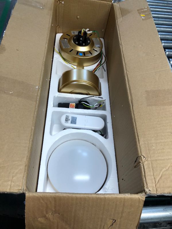 Photo 4 of ***USED - LIKELY MISSING PARTS - UNABLE TO VERIFY FUNCTIONALITY*** 52” Smart Gold White Ceiling Fans with Lights Remote, Plastic Blades, Quiet DC Motor,High CFM 6-Speed, Control with WIFI Alexa APP,Modern Indoor outdoor Ceiling Fans with Dimmable LED Ligh