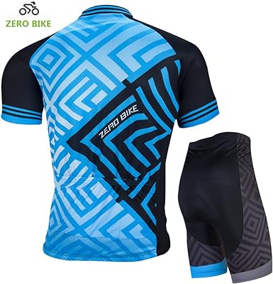 Photo 1 of Men's Short Sleeve Breathable Cycling Jersey Set 3D Padded Bicycle Shorts Sportswear Suit Quick Dry (M)