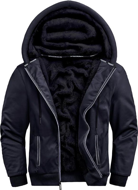 Photo 1 of Ceoutdoor Hoodies for Men Fleece Lined Jacket Full Zip Up Thick Heavyweight Hoodie Winter Swearshirts Coat (2XL)