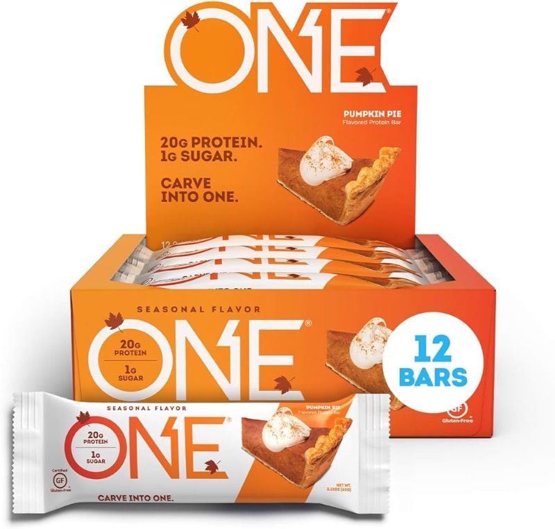 Photo 1 of ***NO RETURNS***EXP 7/24***ONE Protein Bars, Pumpkin Pie, Gluten Free Protein Bars with 20g Protein and only 1g Sugar, Guilt-Free Snacking for High Protein Diets, 2.12 oz (12 pack)