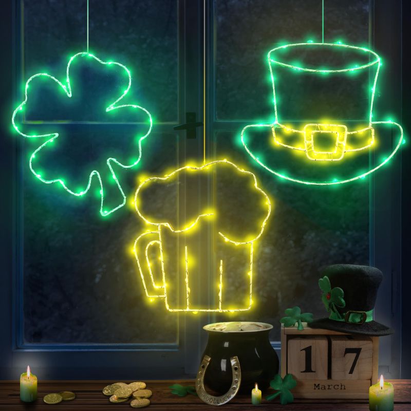 Photo 1 of ***BUNDLE***No Returns***(2 pks) St Patricks Day Window Decorations Lights 3 Pack