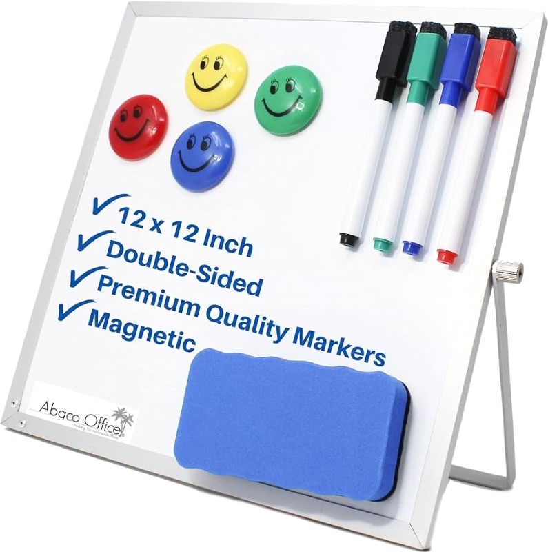 Photo 1 of 10x10 Inch Small Magnetic Calendar Dry Erase Desktop Whiteboard with Stand by Abaco Office